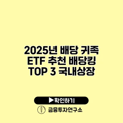 2025년 배당 귀족 ETF 추천 배당킹 TOP 3 국내상장