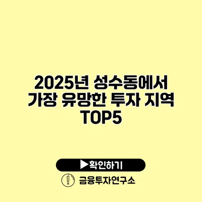 2025년 성수동에서 가장 유망한 투자 지역 TOP5