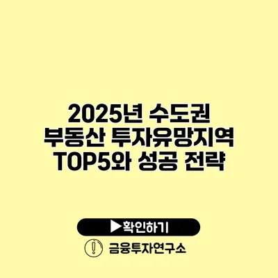 2025년 수도권 부동산 투자유망지역 TOP5와 성공 전략