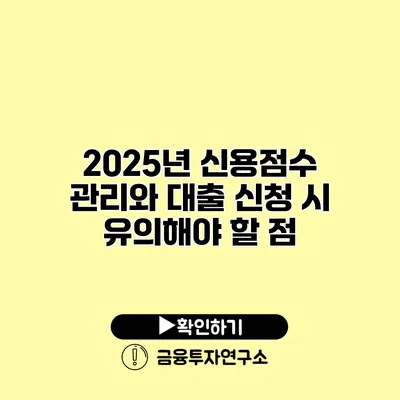 2025년 신용점수 관리와 대출 신청 시 유의해야 할 점