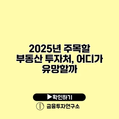 2025년 주목할 부동산 투자처, 어디가 유망할까?