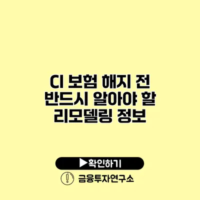 CI 보험 해지 전 반드시 알아야 할 리모델링 정보