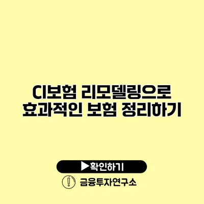 CI보험 리모델링으로 효과적인 보험 정리하기