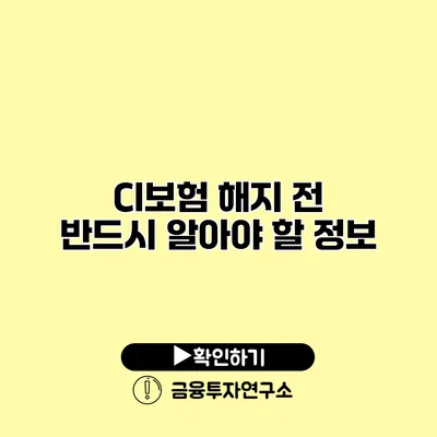 CI보험 해지 전 반드시 알아야 할 정보