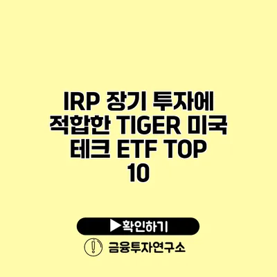 IRP 장기 투자에 적합한 TIGER 미국 테크 ETF TOP 10