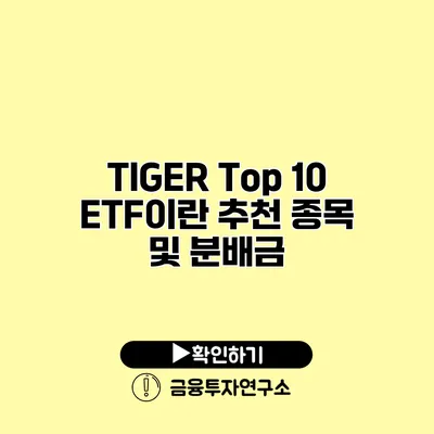 TIGER Top 10 ETF이란? 추천 종목 및 분배금