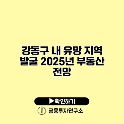 강동구 내 유망 지역 발굴 2025년 부동산 전망