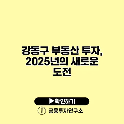 강동구 부동산 투자, 2025년의 새로운 도전