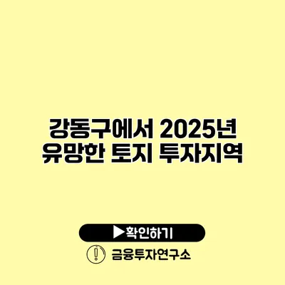 강동구에서 2025년 유망한 토지 투자지역