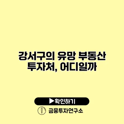 강서구의 유망 부동산 투자처, 어디일까?