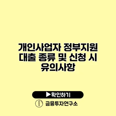 개인사업자 정부지원 대출 종류 및 신청 시 유의사항