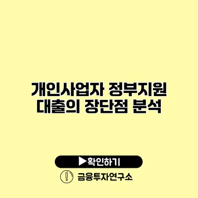 개인사업자 정부지원 대출의 장단점 분석