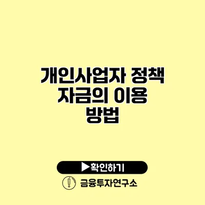 개인사업자 정책 자금의 이용 방법