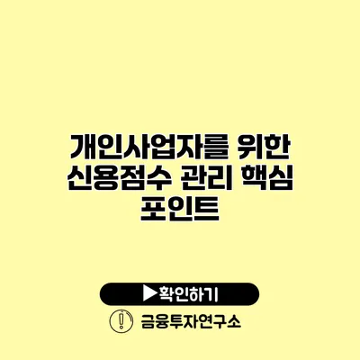 개인사업자를 위한 신용점수 관리 핵심 포인트