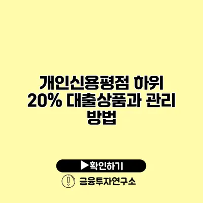 개인신용평점 하위 20% 대출상품과 관리 방법