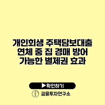 개인회생 주택담보대출 연체 중 집 경매 방어 가능한 별제권 효과