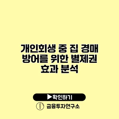 개인회생 중 집 경매 방어를 위한 별제권 효과 분석