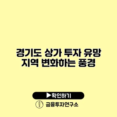 경기도 상가 투자 유망 지역 변화하는 풍경