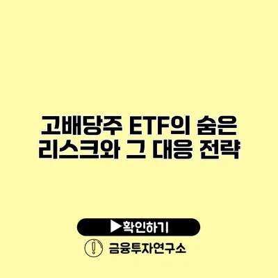 고배당주 ETF의 숨은 리스크와 그 대응 전략