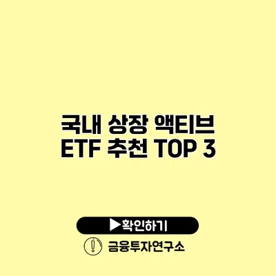 국내 상장 액티브 ETF 추천 TOP 3