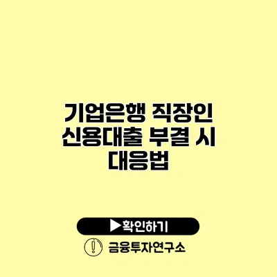 기업은행 직장인 신용대출 부결 시 대응법