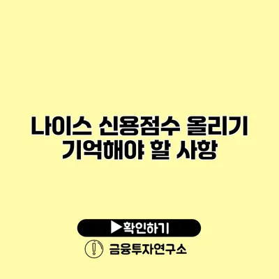 나이스 신용점수 올리기 기억해야 할 사항