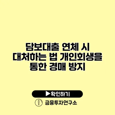 담보대출 연체 시 대처하는 법 개인회생을 통한 경매 방지