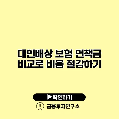 대인배상 보험 면책금 비교로 비용 절감하기