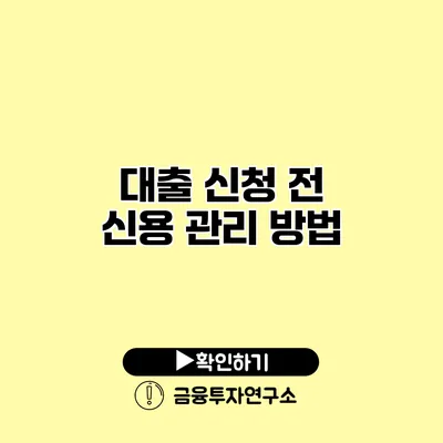 대출 신청 전 신용 관리 방법