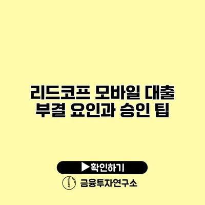 리드코프 모바일 대출 부결 요인과 승인 팁