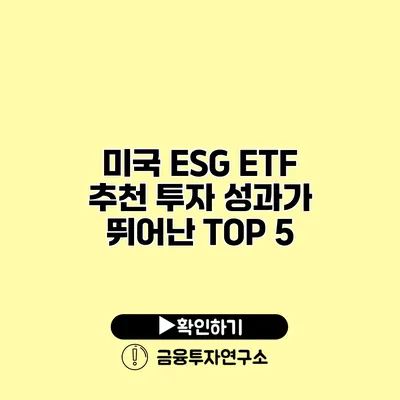 미국 ESG ETF 추천 투자 성과가 뛰어난 TOP 5