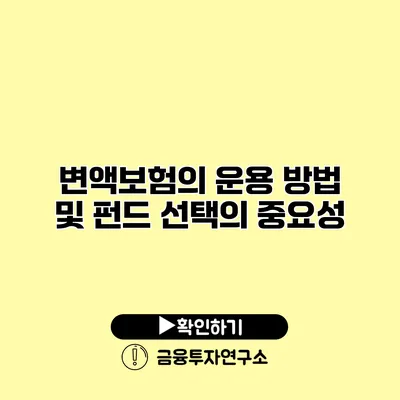 변액보험의 운용 방법 및 펀드 선택의 중요성