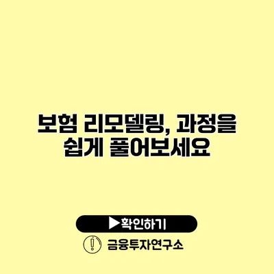 보험 리모델링, 과정을 쉽게 풀어보세요