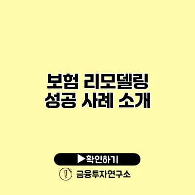 보험 리모델링 성공 사례 소개