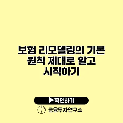 보험 리모델링의 기본 원칙 제대로 알고 시작하기