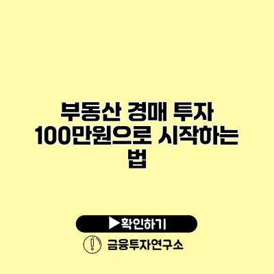 부동산 경매 투자 100만원으로 시작하는 법