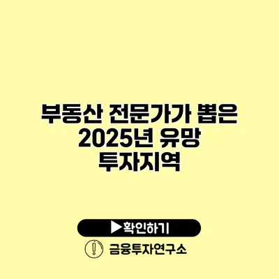 부동산 전문가가 뽑은 2025년 유망 투자지역