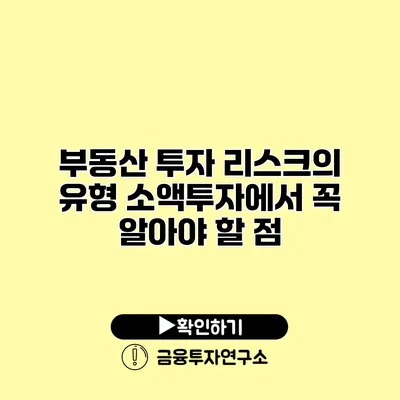 부동산 투자 리스크의 유형 소액투자에서 꼭 알아야 할 점
