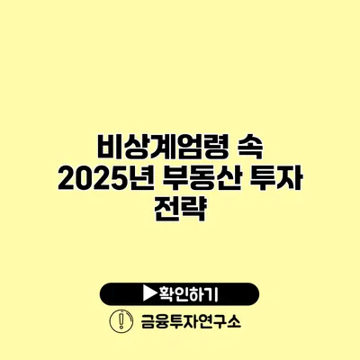 비상계엄령 속 2025년 부동산 투자 전략