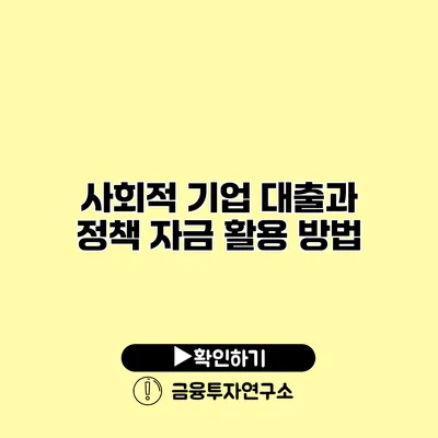 사회적 기업 대출과 정책 자금 활용 방법