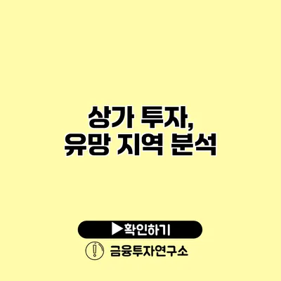 상가 투자, 유망 지역 분석