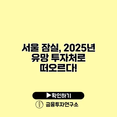 서울 잠실, 2025년 유망 투자처로 떠오르다!