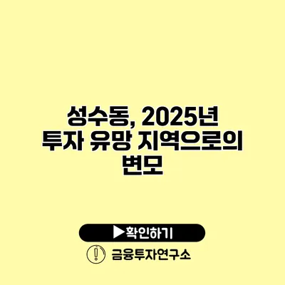 성수동, 2025년 투자 유망 지역으로의 변모