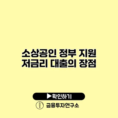 소상공인 정부 지원 저금리 대출의 장점