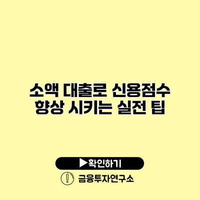 소액 대출로 신용점수 향상 시키는 실전 팁