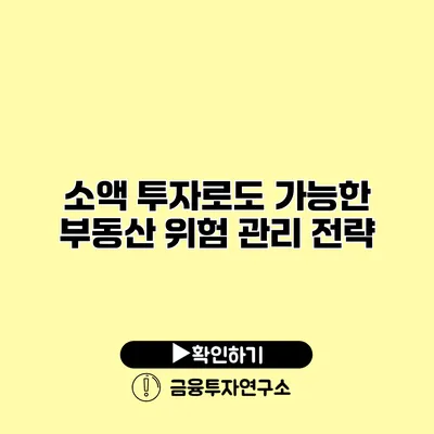 소액 투자로도 가능한 부동산 위험 관리 전략