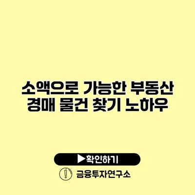 소액으로 가능한 부동산 경매 물건 찾기 노하우