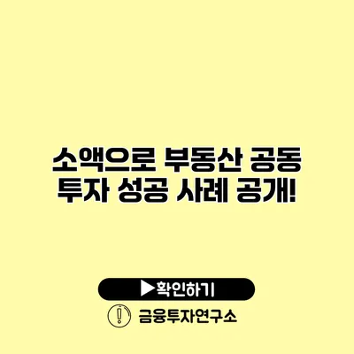 소액으로 부동산 공동 투자 성공 사례 공개!