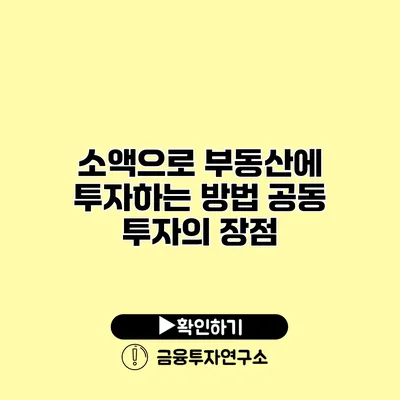 소액으로 부동산에 투자하는 방법 공동 투자의 장점