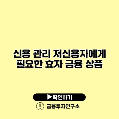 신용 관리 저신용자에게 필요한 효자 금융 상품